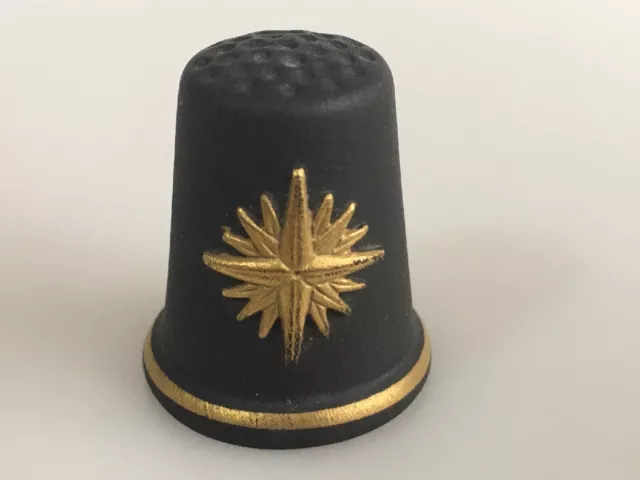 WEDGWOOD Jasper Ware Gold On Black Star 1985 Thimble