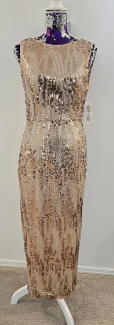NWT NANETTE LEPORE Sequin Gown Sz 14 Women Champagne Blush $37.99 ...