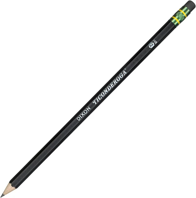 Wood-Cased Pencils, Unsharpened, 2 HB Soft, Black, 12 Count