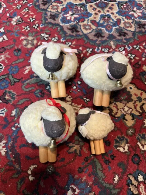 1983 Dept 56 Vintage WOOLY LAMB LE MOUTON 7" Sheep Set Of 4