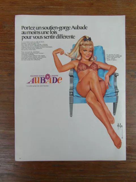 PUBLICITE ANCIENNE VINTAGE ADVERTISING / LINGERIE AUBADE ill. ASLAN 1972