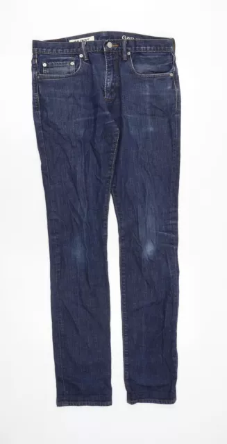 Jeans skinny da uomo blu cotone taglia 32 in L34 cerniera sottile