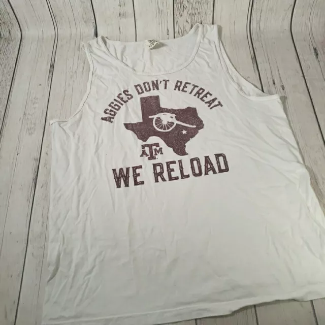 Vintage Texas A&M Aggies Tank Top Mens Large White Aggies Don't Retreat