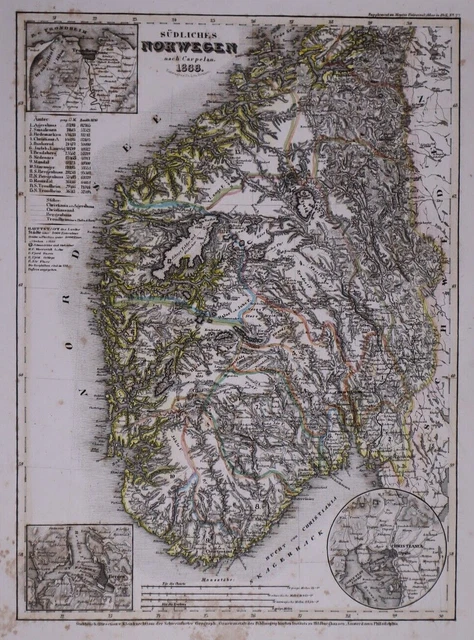 Dated 1838 Universal Atlas Map ~ NOIRWEGEN / NORWAY ~(10x12)-#1263