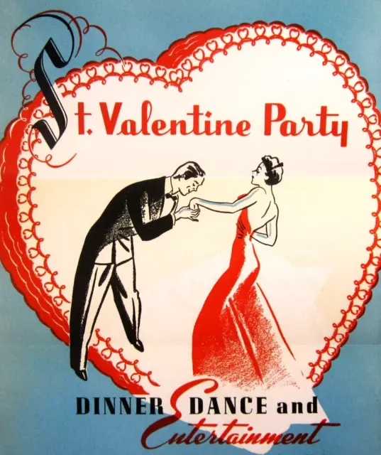 Vintage Santa Monica CA Del Mar Club Valentine Dinner Dance Invite Formal 1940s