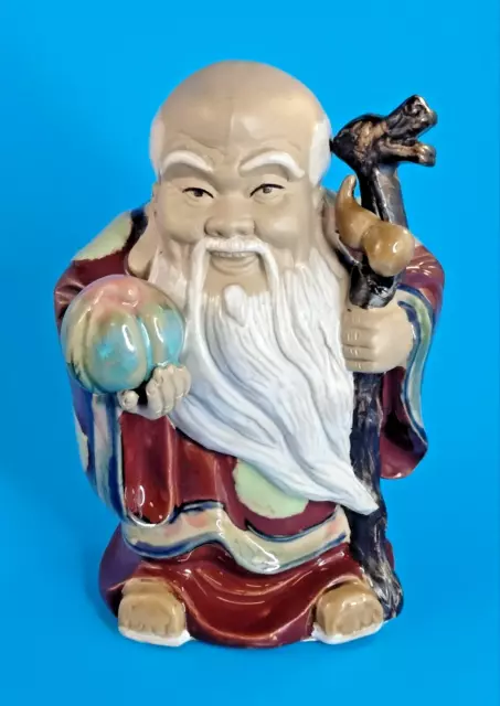 Vintage Shiwan Chinese Mudman Figurine Shou-Lao God of Longevity Immortal #30