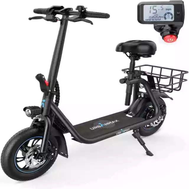 C1 Electric Scooter with Seat, 450W Powerful Motor up to 22/25 Miles Range,Black