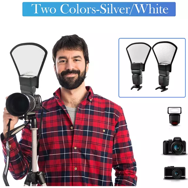 Universal Camera Flash Diffuser Softbox Silver White Reflector For Canon/Nikon 2