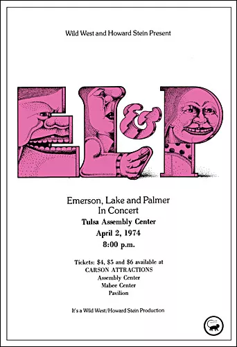 EMERSON LAKE & PALMER 1974 Tulsa OK Concert Poster