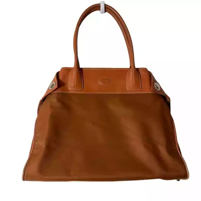 Tod's Brown Canvas and Leather Tote Bag Purse