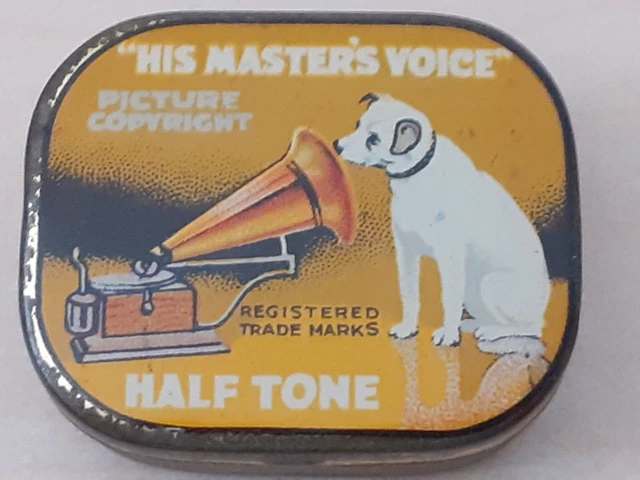1930s His Masters Voice Gramophone Needles Tin Half Tone Complete With Contents