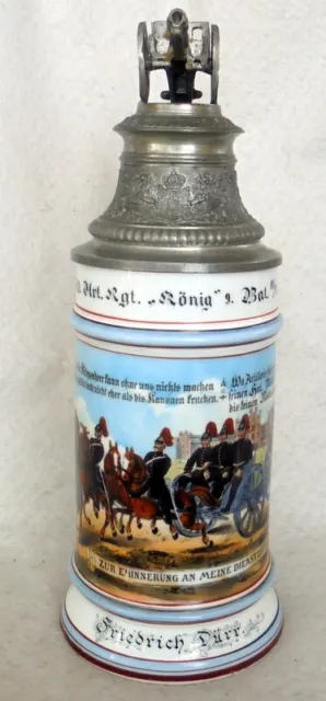 ALT Humpen Bierkrug Reservistenkrug Feld Art. Rgt. Nr. 4 Fürth Bayern 1897 Krug