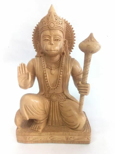 Hand Carved HANUMAN STATUE Hindu Monkey God HIGH QUALITY Kadam Wood Rare 6 inch