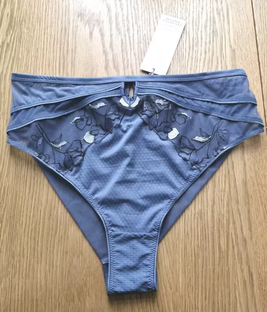 M&S Rosie For Autograph Blue Lacy Brazilian High Waisted Knickers UK 10 BNWT