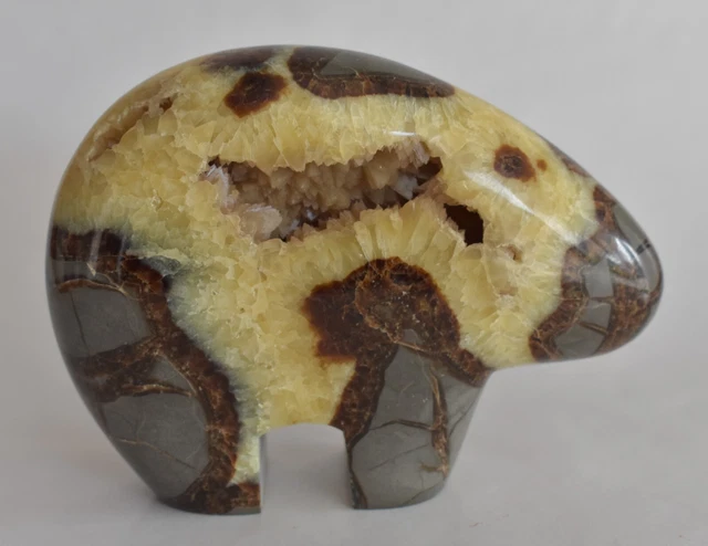 Utah Septarian Hand Carved Bear Zuni Fetish