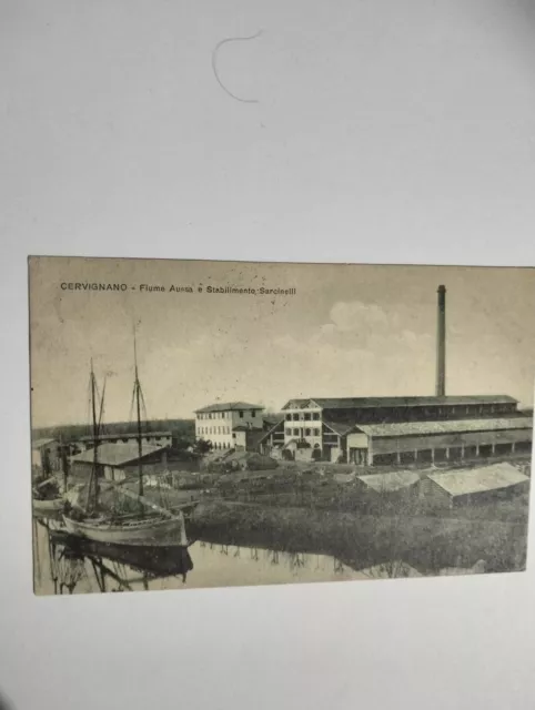 CERVIGNANO Udine - Fiume Aussa e Stabilimento Sarcinelli fp v.ta 1919 Verificato