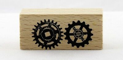 Gears Wood Mounted Rubber Stamp Momenta NEW industrial steam punk mechanic art