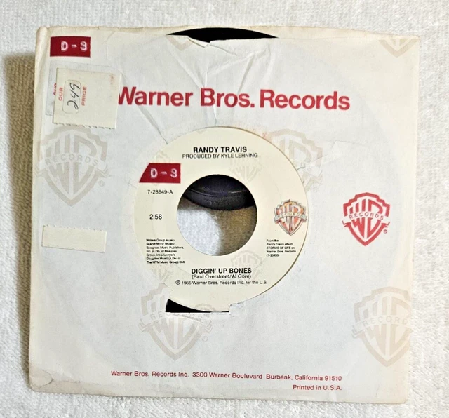 RANDY TRAVIS Diggin' Up Bones 1986 Warner Bros. Records 7" 45