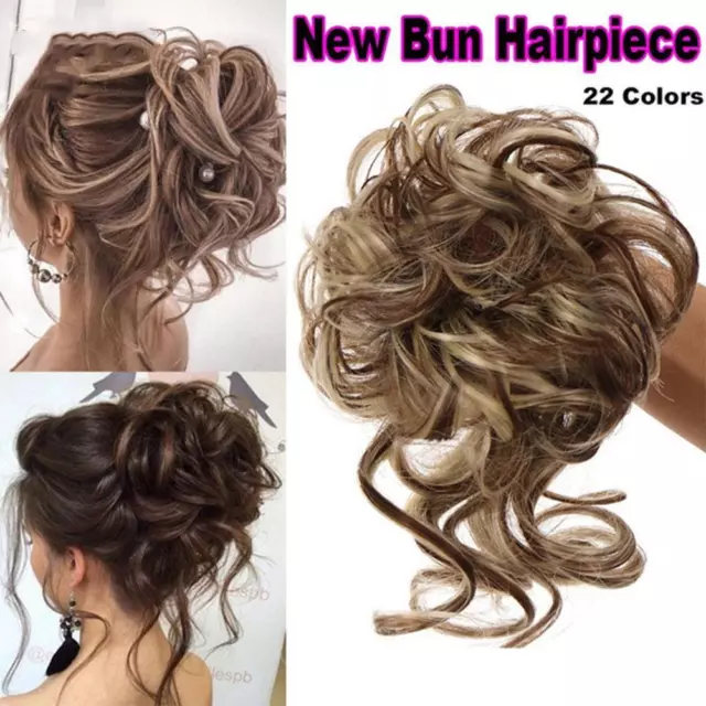 Womens Hair Piece Chignon Messy Bun Ponytail Hair Curly Extensions Hair D1H8