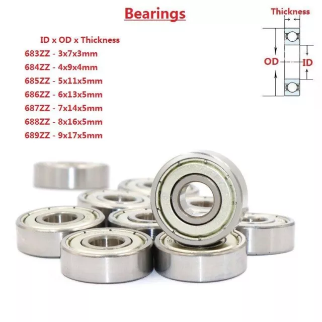 Shielded Deep Groove Ball Bearings 683 684 685 686 687 688 689ZZ Bearing Steel