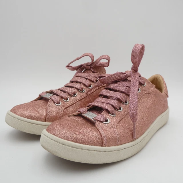 NWOB ugg Milo Barbie Pink Glitter Lace Up Ladies Sneakers, Size 8.5