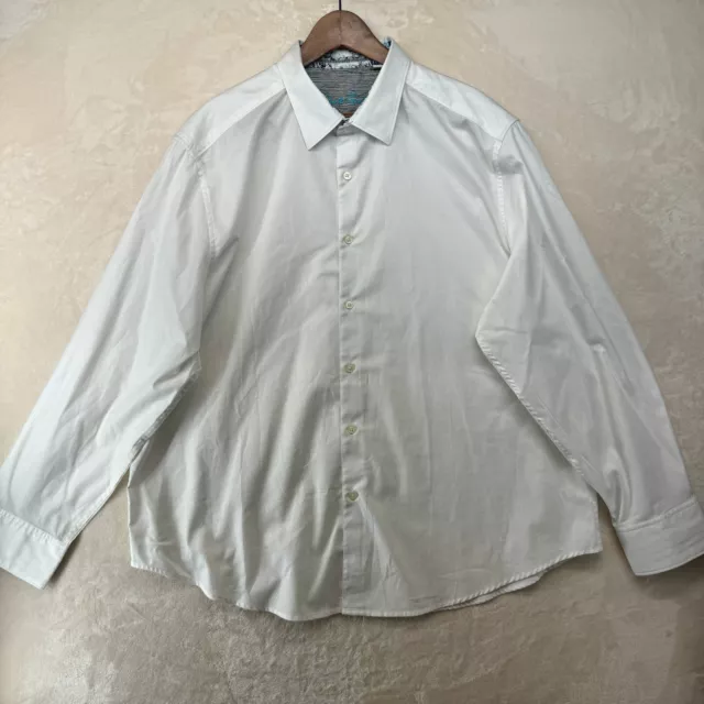 Robert Graham Mens Size 4XL White Long Sleeve Flip Cufs Button Up Shirt