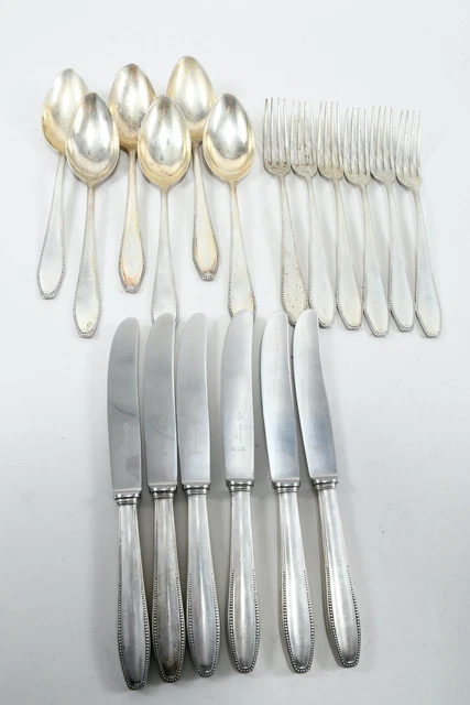 M31N01- Bruckmann 800er Silber Besteck Set, 18- tlg., Löffel, Messer, Gabeln