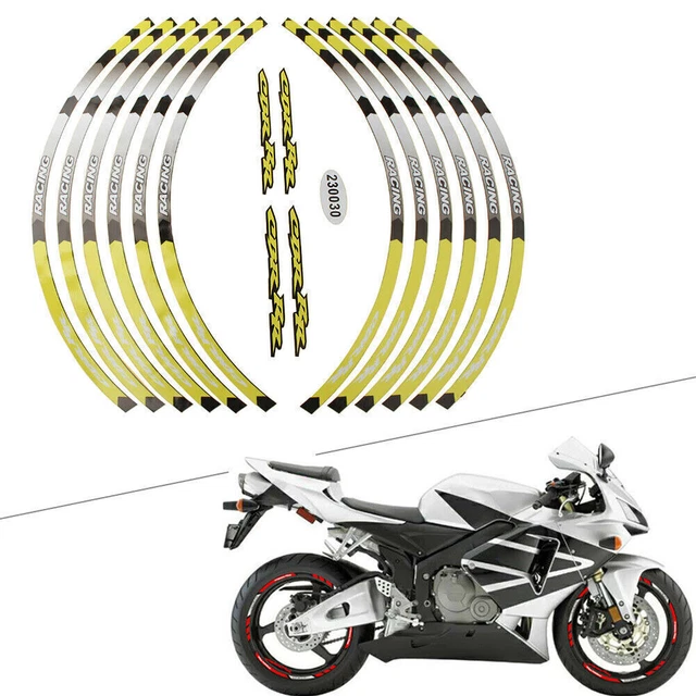 Yellow Motor Rim Stripes Wheel Decals Tape Stickers for HONDA REPSOL HRC CBR RR
