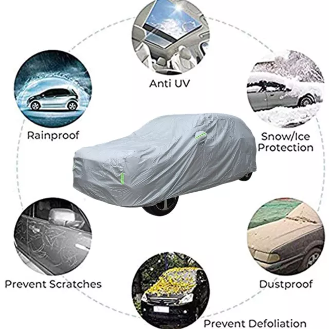 Heavy Duty Waterproof Full Car Cover All Weather Protection Outdoor Dustproof 3L 2