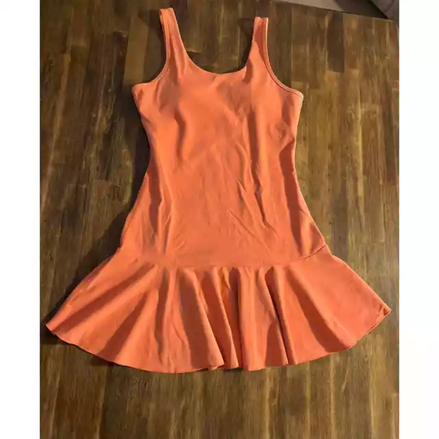Mono B Active Orange Athletic Tennis Dress Ruffle Skirt Women's Medium