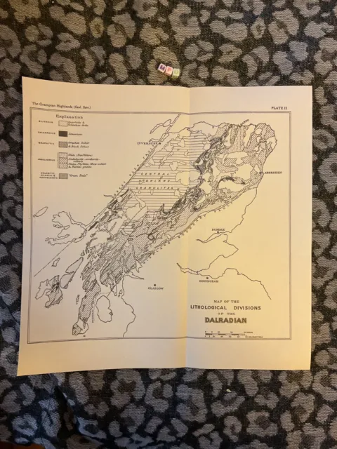 Rare Government  Vintage Geological Survey Map - Dalradian Scottish Highlands