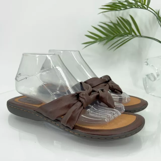 Born Women's Sandal Size 8 Brown Leather Thong Flip Flop Slide Opanka
