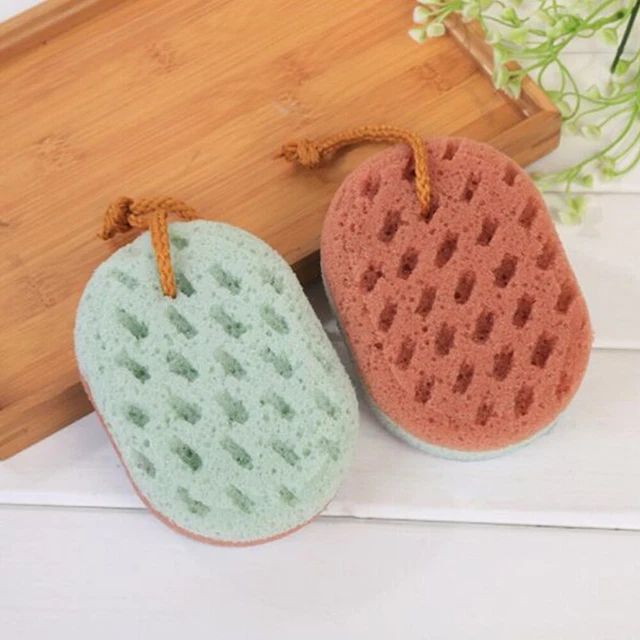 2 piezas esponja de ducha baño esponja corporal exfoliante forma ovalada cepillo baño