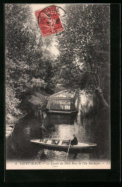 CPA Saint-Maur, Le Lavoir du Petit Bras de l´Ille Machefer 1908