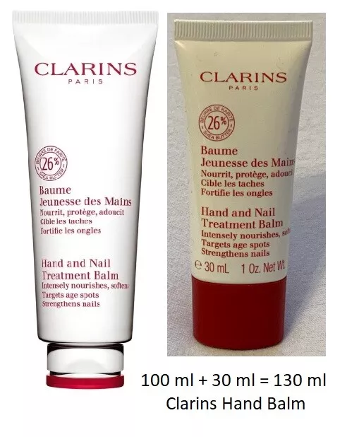 Clarins Hand and Nail Treatment Balm Set - 100 ml + 30 ml - value $66 - New