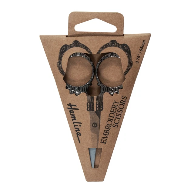 Tijeras bordadas Hemline punta afilada 9,5 cm - diseño floral metálico