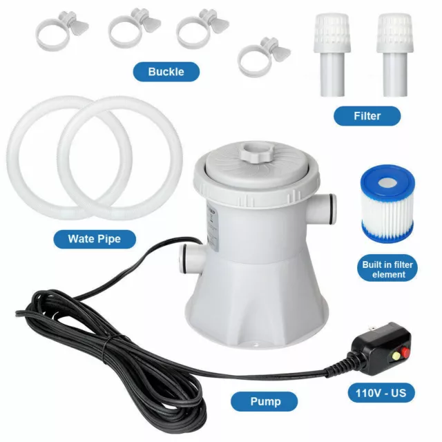 300 Gallons Filter Pump for Above Ground Pools Swimming Pool Cleaning Tool Kit