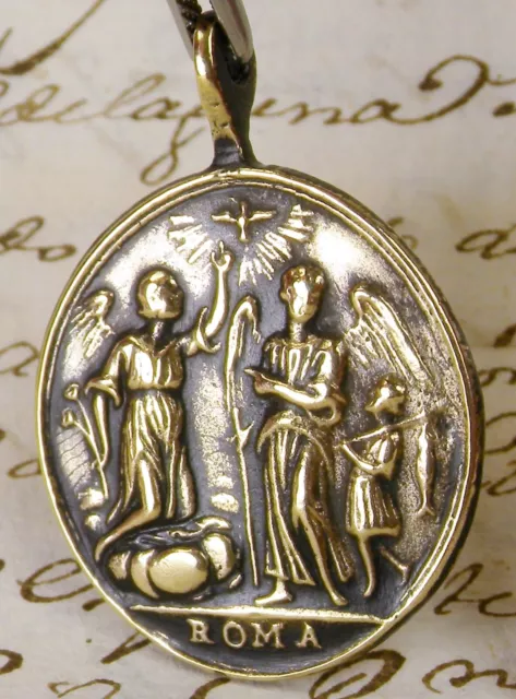 Antique 18Th Century Old Testament Tobit Archangel Raphael Michael Rosary Medal 3