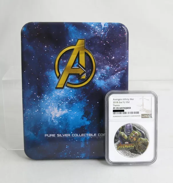 2018 Marvel Avengers: Infinity War - Thanos 2 Oz. Silver Coin Ngc Pf 70 Antiqued