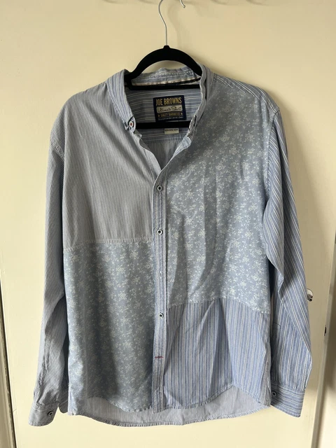 Camicia Joe Browns Pattern Ultimate blu pallido colletto abbottonato taglia large