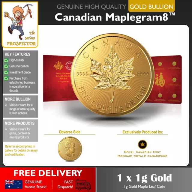 1 x 1g Gold Maple Leaf Coin | Royal Canadian Mint | 99.99% | bar gold bullion!