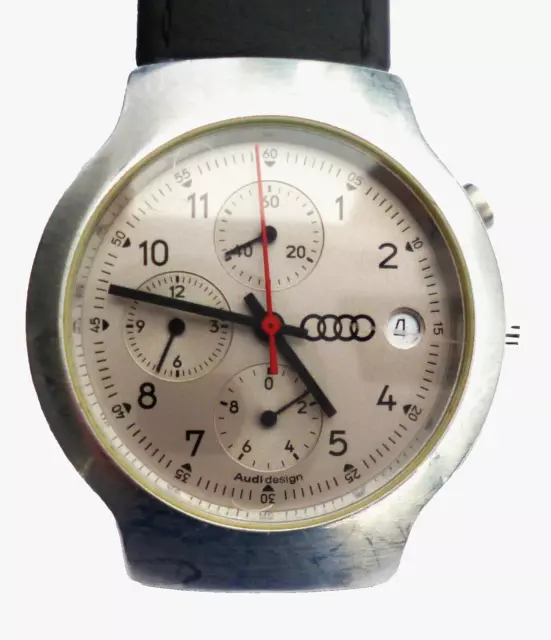 Original Audi  GWC  Aluminium Armbanduhr Chronograph, Kalbslederarmband Batt.Neu