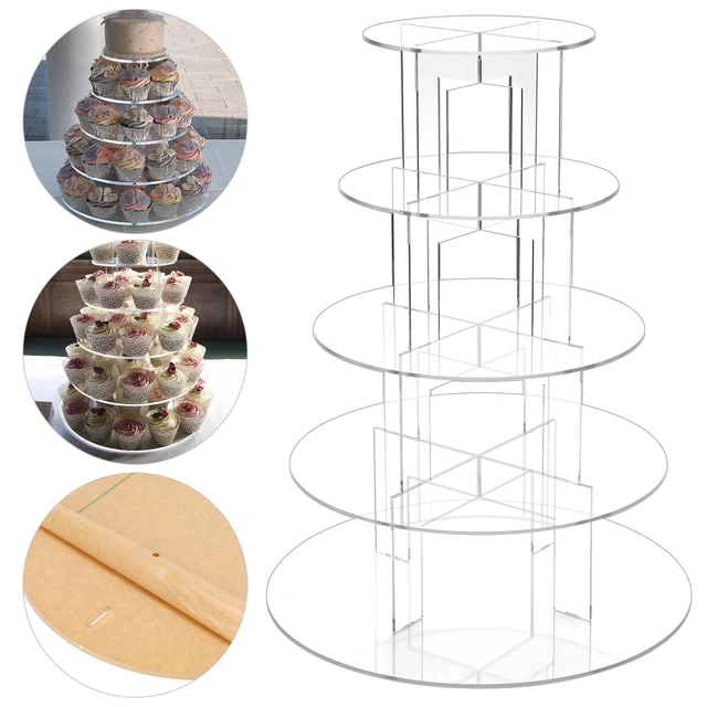 Clear Acrylic Round Cupcake Stand Display Wedding&Party 5 Tier Cup Cake Holder