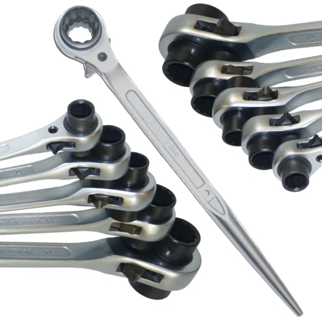 Scaffold Spanner Ratchet Podger 19 x 24mm Tool Wrench podger End Cr-v Satin