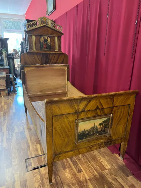 Irschenberger Bett Bettgestell Antik Um 1820 Holz Handbemalt Heiligen Bilder