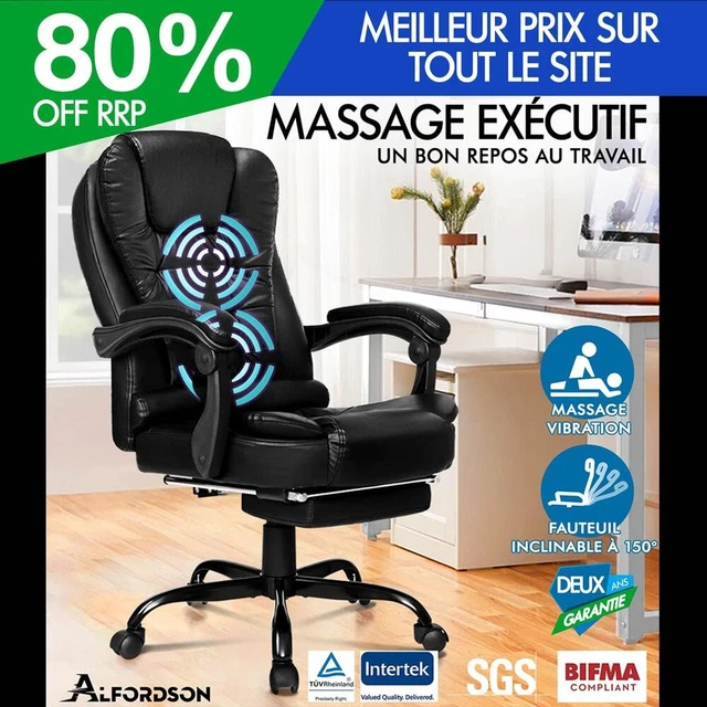Chaise De Bureau Massante ALFORDSON - Siège Exécutif/gaming, Repose-pieds, Inclinaison, Plusieurs Couleurs