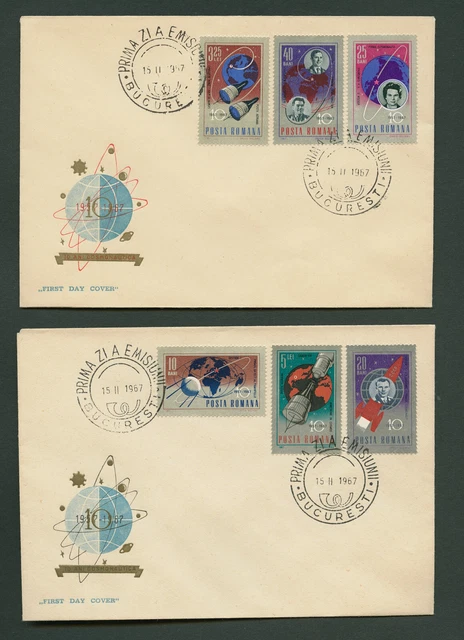 1967 Rumänien FDC Weltraum Space Gemini Wostok TV satellite Sputnik I Gagarin