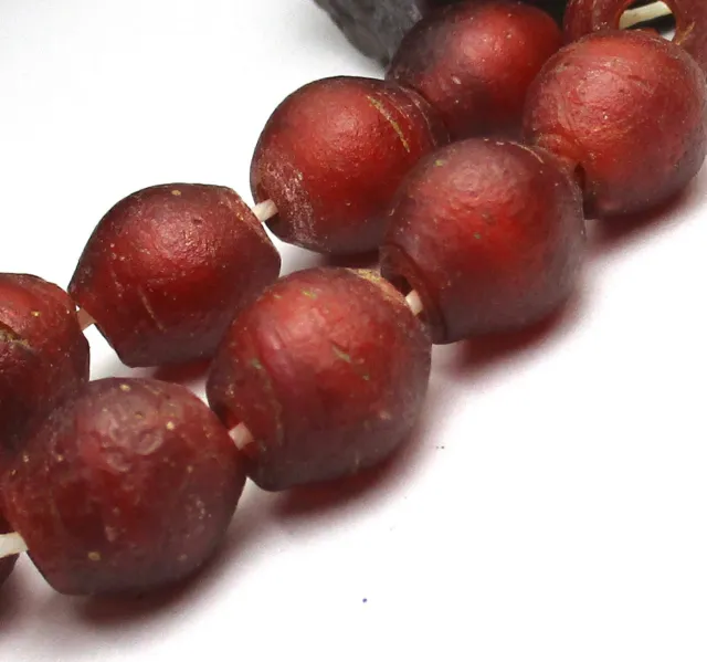 10 Rare Well Worn Stunning Old Cranberry Red Venetian African Trade Antique Bead