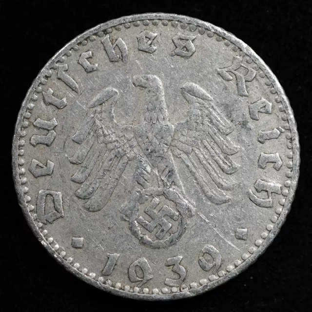 Germany 3Rd Reich 50 Reichspfennig 1939J, Coin, Km# 96, Swastika, Inv#D840