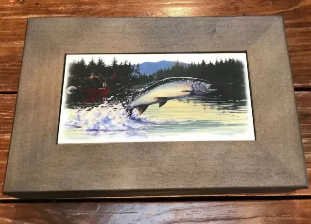 MEN’S JEWELRY BOX F W Thomas Artist Trout Fly Fishing Art Lake Cabin Decor